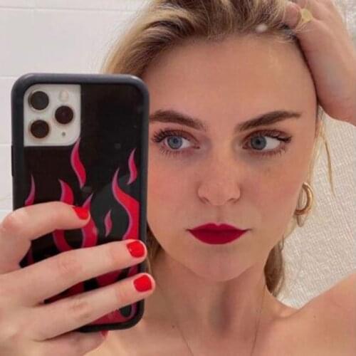 Red Flames PC+TPU Phone Cover Case for IPhone 6 6S 7 8 Plus X Xs XR 11 12 Mini Pro Max Silicone Fundas HYPC006