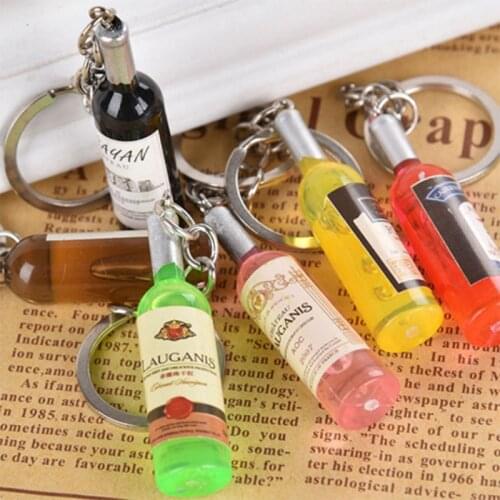Random 1PC Bottle Keyrings Key Chain Pendant Women Men Unisex Fashion Chain Rings Holder Purse Bag For Car for Mobile