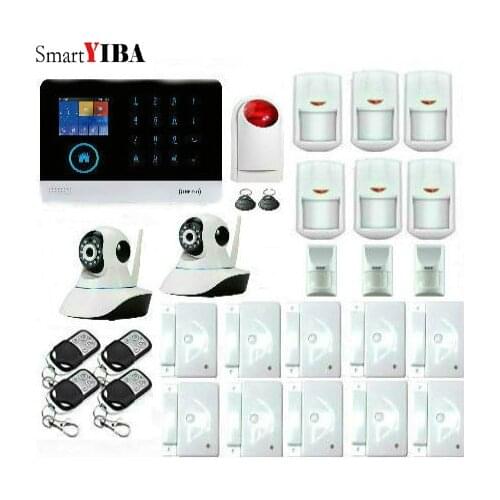 SmartYIBA Hot Selling Free Shipping wifi Wireless GSM Alarm System 433MHz Home Burglar Security Alarm System Touch Keyboard