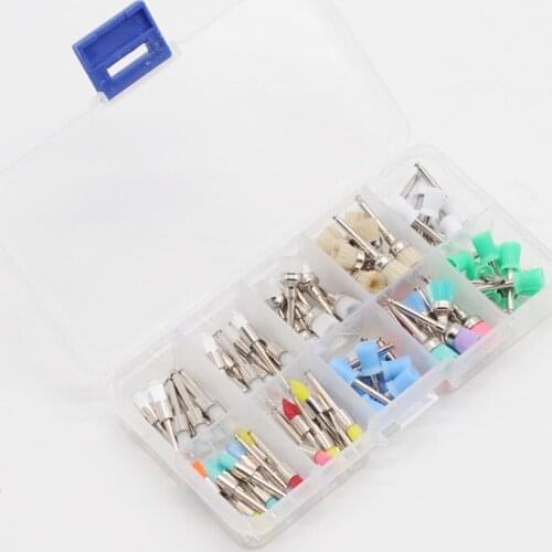 Dentist Lab 1Box Mixed Color Nylon Latch Flat Polishing Prophy Brushes Cups Kit For Dental Supplies