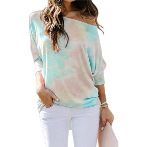 New Autumn And Winter Tops For Women 2020 Tie-dye Gradient Graphic Aesthetic Long Sleeve T-shirt Fashion Womans Fall Clothing