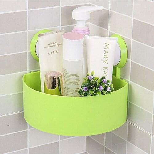 Corner Mounted Storage Shelf Vacuum Suction Cup Triangle Rack Organizer Shampoo Bathroom Shelf Storage Organizer Rack Holder