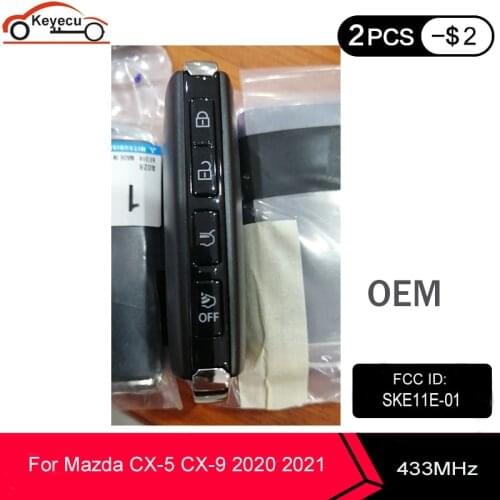 KEYECU OEM Smart Remote Control Car Key With 4 Buttons 433MHz 6A Chip - FOB for Mazda CX-5 CX-9 2020 2021 SKE11E-01 DFV2-675RY-A