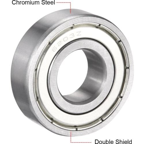 Uxcell Deep Groove Ball Bearing 6200 Series Single/Double Shield Chrome Steel Bearings 6203ZZ (1Qty)