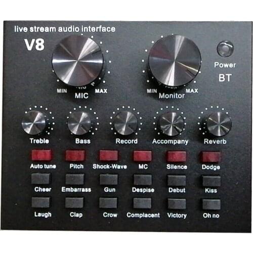 V8 Mobile Phone Microphone Live Usb External Sound Card for Mobile Computer Audio Interface Sound Card with Bluetooth