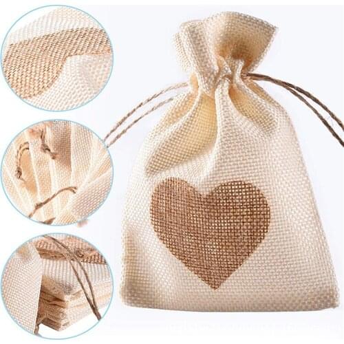 10x14cm Vintage Linen Drawstring Bag Natural Burlap Christmas Party Gift Bags Wedding Candy Bags Jute Gift Jewelry Pouch