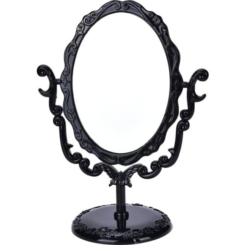 High Quality 1PC Black Butterfly Rotatable Vintage Desktop Gothic Rose Stand Compact Makeup Mirror Small Size