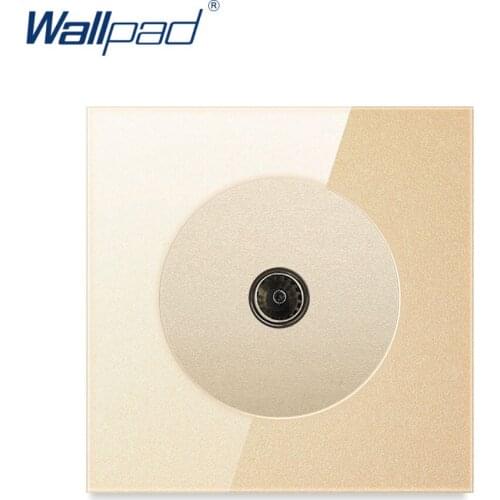 Wallpad 2019 New Arrival TV Wall Socket Outlet Gold Crystal Glass Panel Weak Electric Sockets