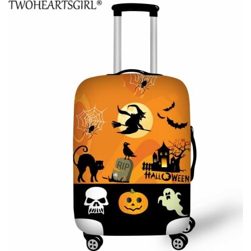 TWOHEARTSGIRL Halloween Pumpki Luggage Protective Cover Travel Suitcase Cover Elastic Dust Cases For 18 to 32 Inch Trolley Case