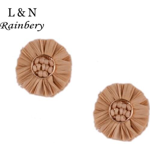 Rainbery RAFFIA Palm Earrings Bohemia 2021 News Week Designer Hyperbole Party Creative Women Jewelry Stud Earrings JE0785