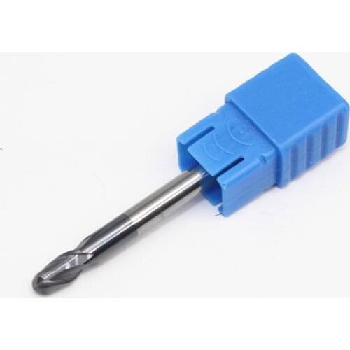 1PC 4mm 2 Flutes Solid Carbide Ball Nose Endmills HRC45 R2 D4X10LXD4X50L Standard Length Side End Mill Cutting Tool With Coating