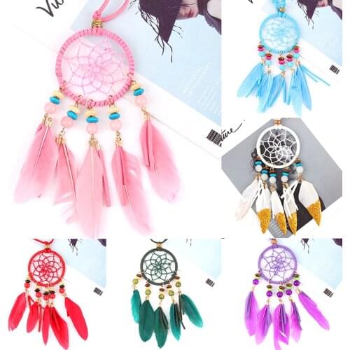 1Pc Classic Handmade Dreamcatcher Feather Keychain Bohemia Dream Catcher Pendant Keyring For Women wallet Jewelry E2610-E2621