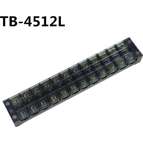 1Pcs TB-4512 600V 45A 12-Position Double Row Covered Screw Terminal Strip