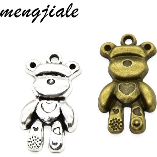 10pcs Wholesale Two Color Bear Charms Zinc Alloy Metal Animals Pendants For DIY Handmade Jewelry Accessories Making 28*15mm