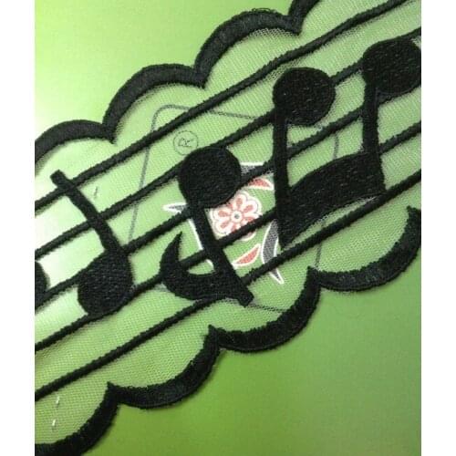 11cm exquisite music notes nylon net cotton embroidery lace, soft lace trimming for skirt and shorts. XERY13557