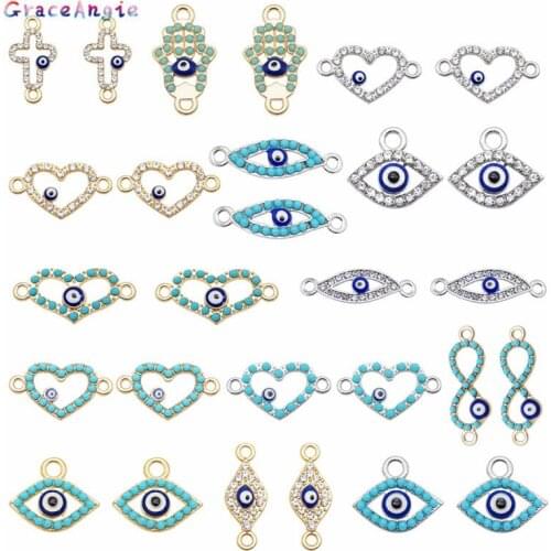 12PCS lucky Evil Eye CZ Charms Virgin Mary Necklace Pendant Zircon Hamsa Hand Connector For Jewelry Making Heart Earrings Crafts