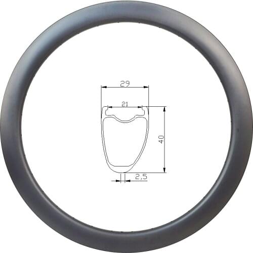 420g 700c all road disc clincher tubeless carbon rim gravel 40mm asymmetric 29mm wide 21mm inner UD 3K 12K 24 28 32 36 Holes