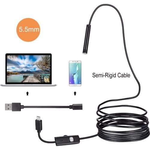 5.5MM Hard Cable Endoscope Smartphone OTG Borescope Camera Android Endoscope USB Hard Wire Inspection Endoscope 1M 2M 3.5M 5M