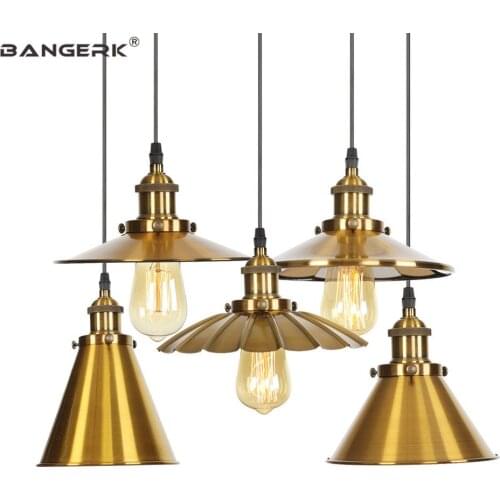American Vintage LED Pendant Light Industrial Decor Antique Bronze Iron Hanging Lamp Dining Room Bar Home Lighting Luminaire