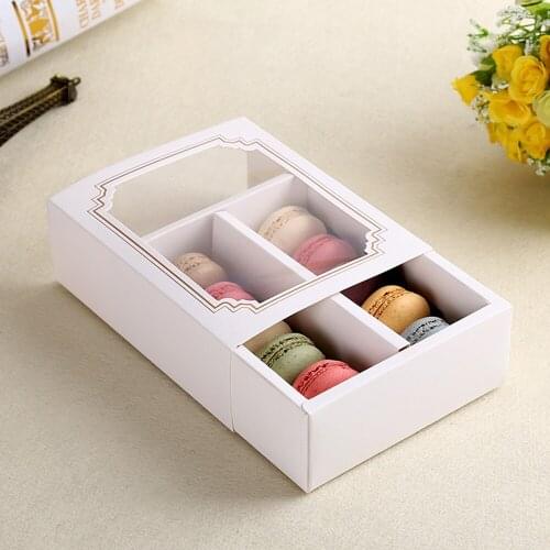 White Bakery Paper Box Cake Macaroon Box For Pastries Cookies Biscuits Pie Cupcake Gift Boxes With Pvc Window Wedding Party Gift
