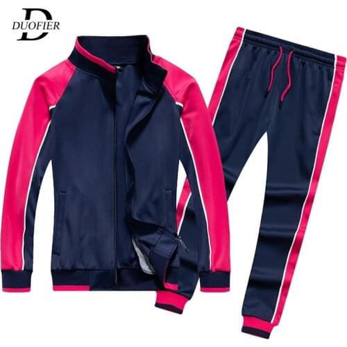 Brand Men Tracksuit Casual Solid Patchwork Jackets+Pants Two Pieces Sets 2020 New Mens Jogger Sweatsuit Plus Size Loose Clothing