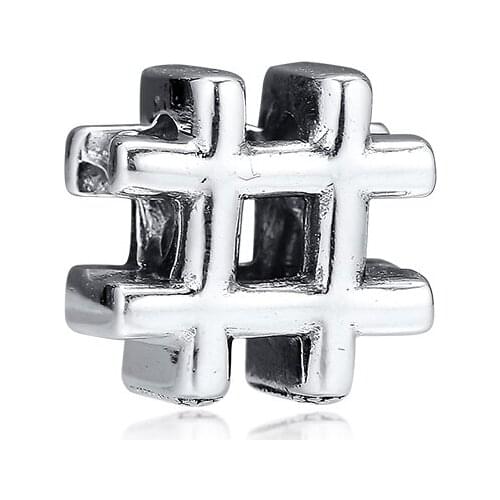 Beads For Jewelry Making Hashtag Symbol Charm Fits Sterling Silver Charms Bracelet & Bangle Fashion Female DIY Beads