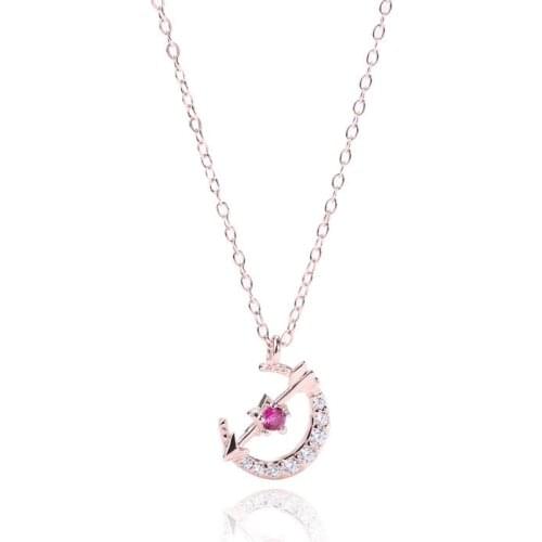 CA016 Fashion Fairy Clavicle Necklace Recommended Rose Gold Moon Pendants Women Chain Necklaces Purple Crystal Jewelry Collar