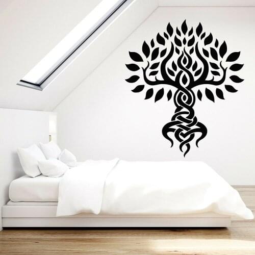 Tree Roots Wall Decal Nature Relax Time Yoga Meditation Room Bedroom Interior Decor Door Window Vinyl Sticker Art Wallpaper E160