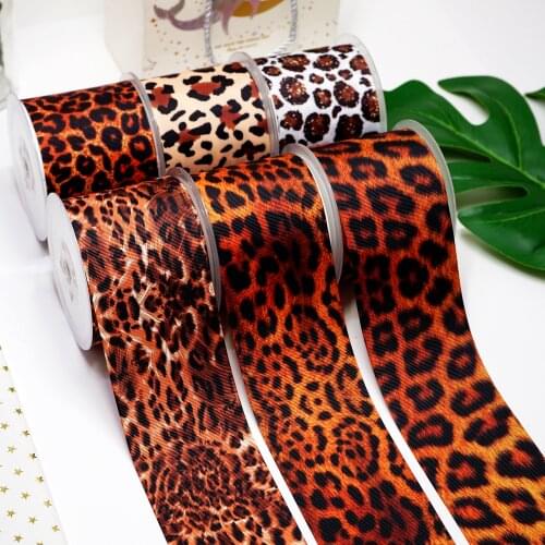 DIY Cartoon Leopard Printed Grosgrain Ribbon For Craft Supplies Sewing Accessories 5 Yards. 31352