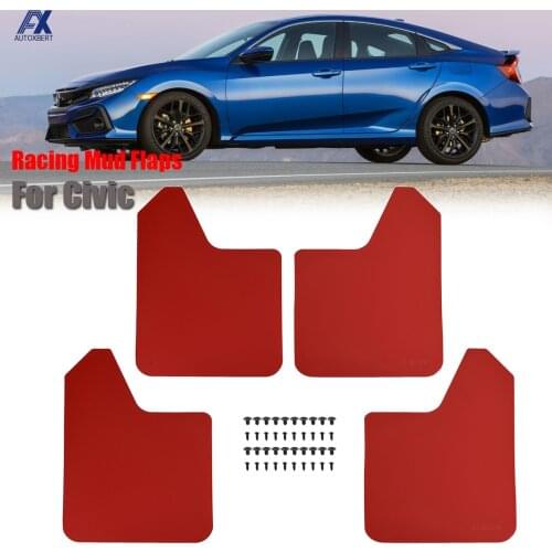 For Honda Civic Type R S Si X SE Coupe Tourer W/Clips 1995-on Red Mud Flaps Mudflaps Splash Guards Mudguards W/Clips
