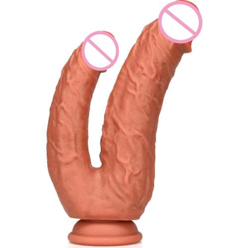 Double Layer Silicone Dildos Female Masturbation Penetration Vagina for Anal Big Realistic Penis With Suction Cup Couples Toys