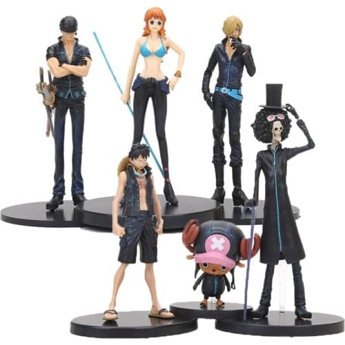 6pcs/lot One Piece Gold Ver Monkey D Luffy Tony Tony Chopper Brook Sanji Nami Zoro Robin Usopp PVC Action Figure Anime Toys Doll