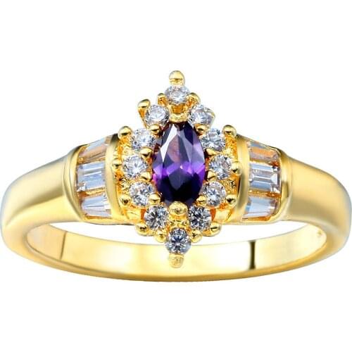 Hainon Hot Fashion Rings Gold Color Oval Purple Ccbic Zirconia Finger Rings For Women Jewelry Wedding Party Rings Big Promotion