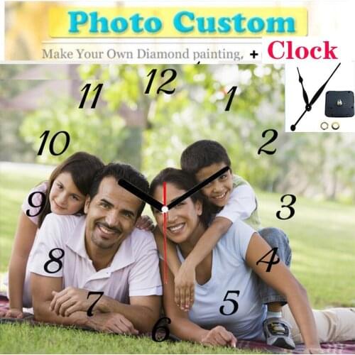 Hot diamond painting 5d custom with clock diy diamond embroidery sale custom with clock diamond mosaic decor home wall sticker