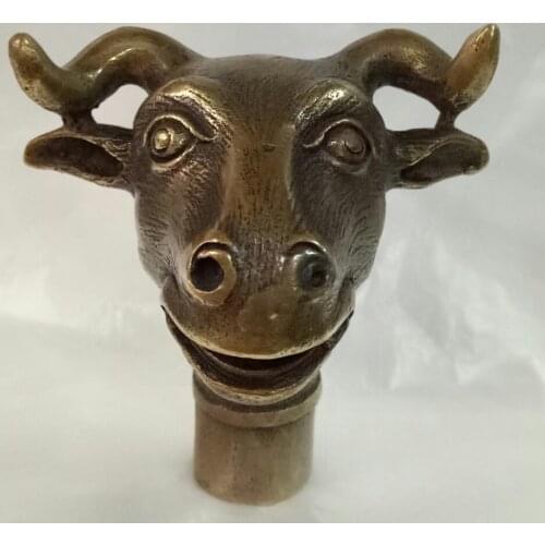 Chinas old handmade bronze sculpture deer head stick