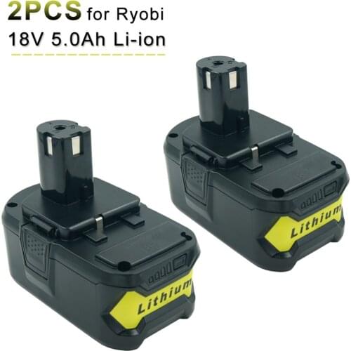 2 Pack New 18V 5.0Ah Lithium Rechargeable Battery for Ryobi RB18L40 RB18L50 ONE Plus Power Tool Drill Batteries