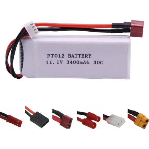 11.1V 3400mah Lipo Battery For Feilun FT012 Huanqi 734 RC toys boat Helicopter Parts 11.1 V lipo battery T/JST/XT60/L6.2-2P Plug