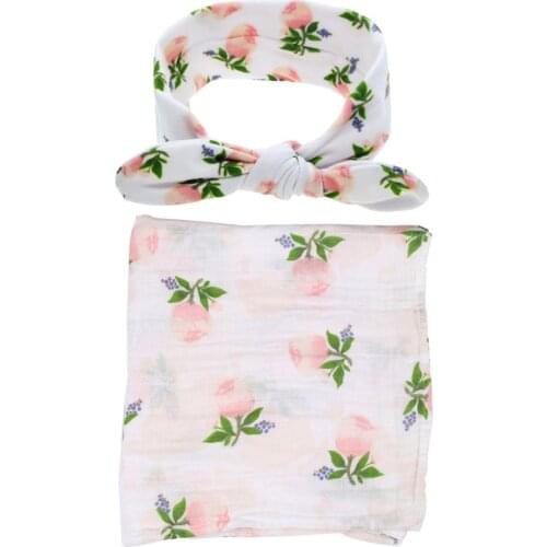 Multifunction Baby Blanket Set Cotton Swaddle+headband 120*120cm Infant Newborns Crawling Sheets Muslin Blankets Soft Bath Towel