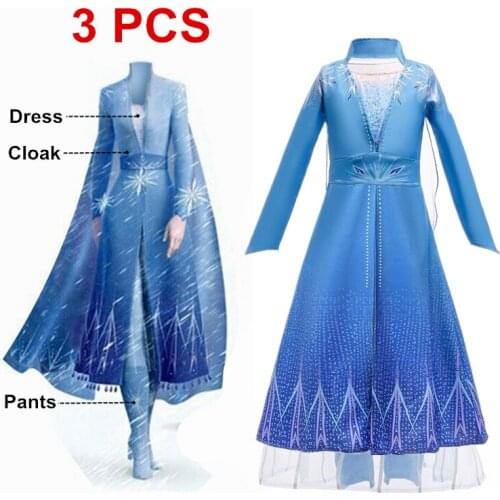 New Elsa Dress for Girls Princess Dress Up Carnival Kids Costume Halloween Cosplay Costume Children Clothing Winter Clothes