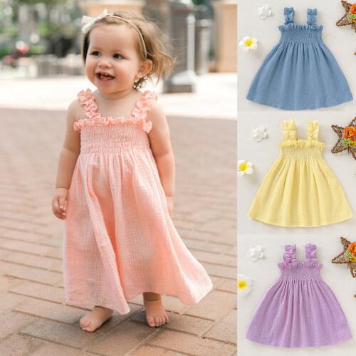 1-5Y Toddler Baby Girls Princess Dress Solid Sleeveless Knee Length A-Line Dress Wedding Dresses