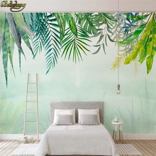Beibehang Custom photo 3D wallpaper mural Nordic minimalist small fresh green leaves watercolor style cactus background wall