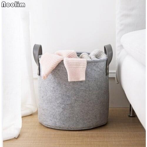 NOOLIM Portable Felt Dirty Clothes Storage Basket Bathroom Laundry Basket Living Room Toy Clothes Storage Basket Hamper
