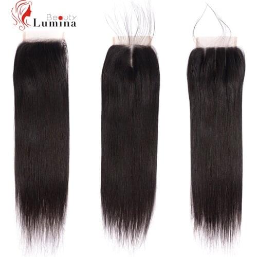 Transparent 4x4 Lace Closure 100% Human Hair Straight Closure Brazilian Hair Weaving Natural Color Remy Hair Frontal Closure