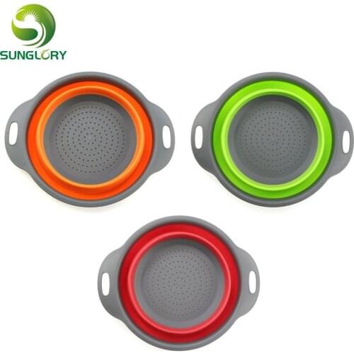 Foldable Silicone Colander Fruit Vegetable Washing Basket Strainer Collapsible Drainer With Handle Fruit Wash BasketKitchen Tool