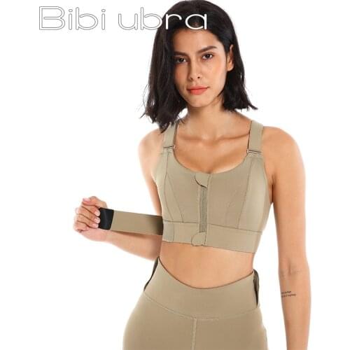 Front Zipper Sports Bra For Women Adjustable Strap Brassiere Female Sportswear Crop Top Gym Running Active Bras Plus Size 5xl