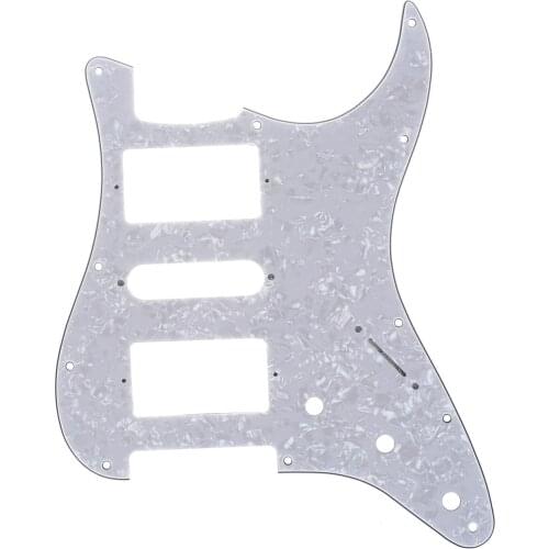 Musiclily Pro 11 Hole HSH Guitar Strat Pickguard for Fender American/Mexican Standard Stratocaster Style, 4Ply White Pearl