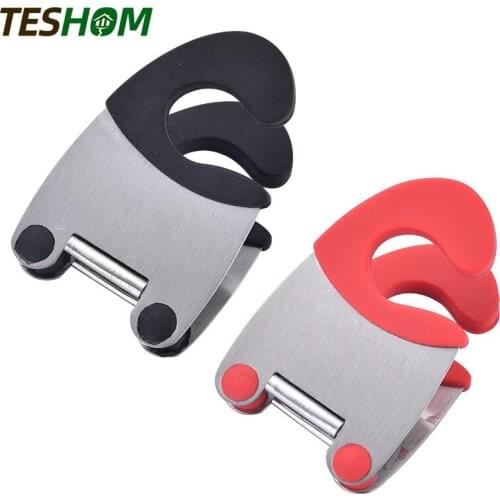 TESHOM Stainless Steel Pot Clip Scoop Clamp Tongs Holder for Pot Pan Spoon Holder Spatula Storage Rack Kitchen Cooking Tools