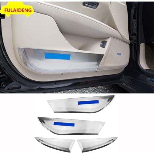 4pcs For Cadillac XTS 2015-2018 Black/Silver titanium Car Door Anti-Kick Anti-Dirty Protective Guard Trim Car Styling