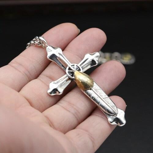 S925 Sterling Silver Jewelry Vintage Takahashi Thai Silver Cross Male And Female Pendants