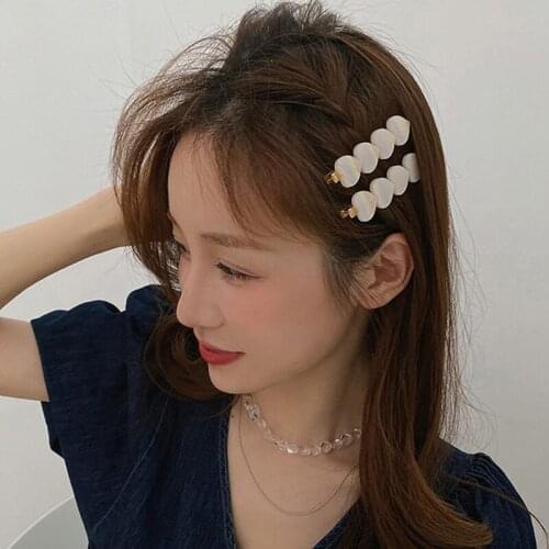 2021 New Korean Laser Transparent Simple Heart Geometric Square Round Resin Hair Clip Hairpin Accessories for Women